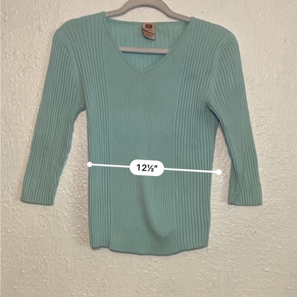 Faded Glory, aqua colored sweater top size medium. - Picture 3 of 9
